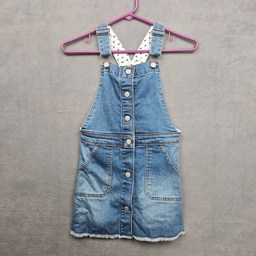 Mini Boden Girls' Button Through Overall Denim Dress Size 7/8